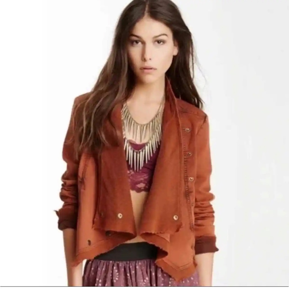 Free People Collapsing Twill Raw Edge Jacket XSmall